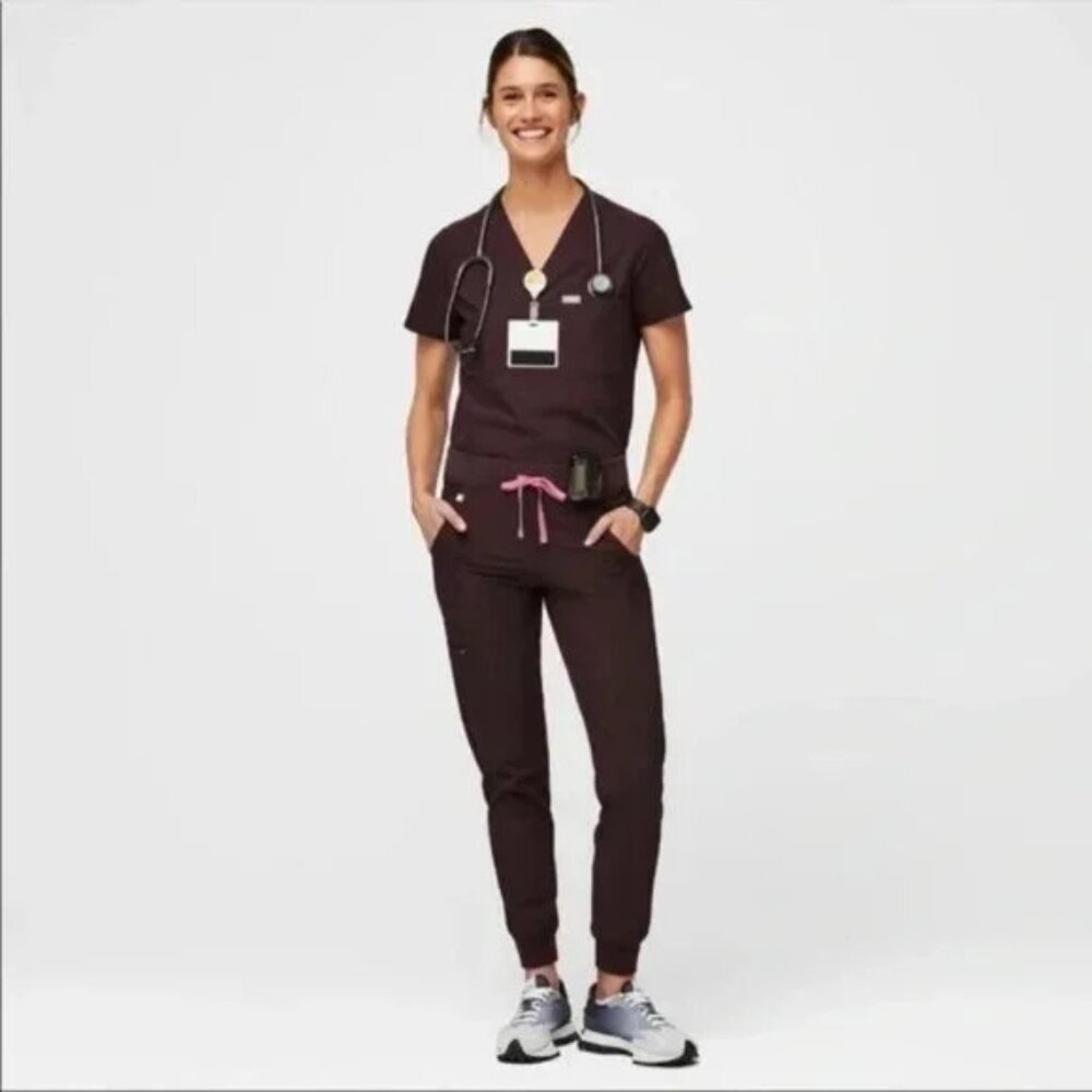FIGS FIONx Dark Fig Catarina Scrub Top
